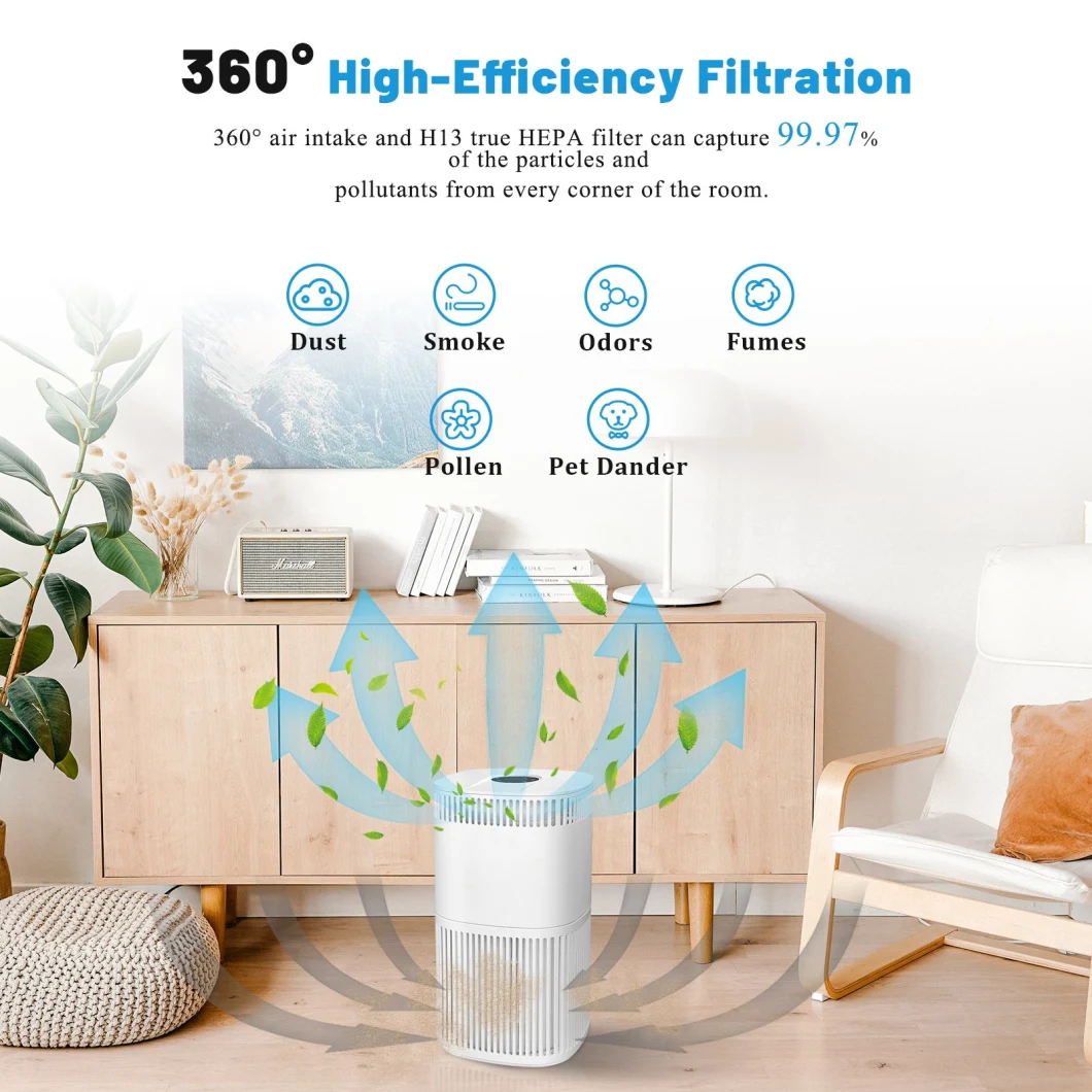 OEM UV Light Auto Mode Portable Air Purifier Household HEPA Purifier with Display for Home