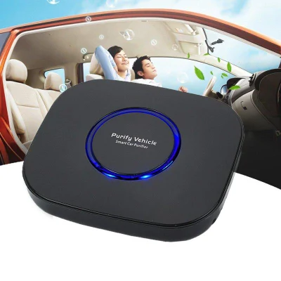 차량 내 데스크톱 사무실을 위한 LED 조명 및 아로마테라피 기능을 갖춘 필터 포름알데히드 청정제를 갖춘 스마트 자동차 공기 청정기